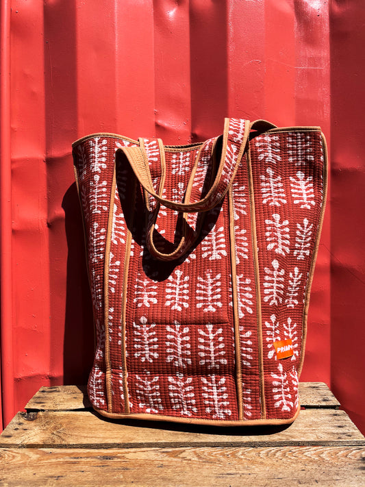 SS25 - KORA BAG / RUSTY RED AND CAPPUCCINO