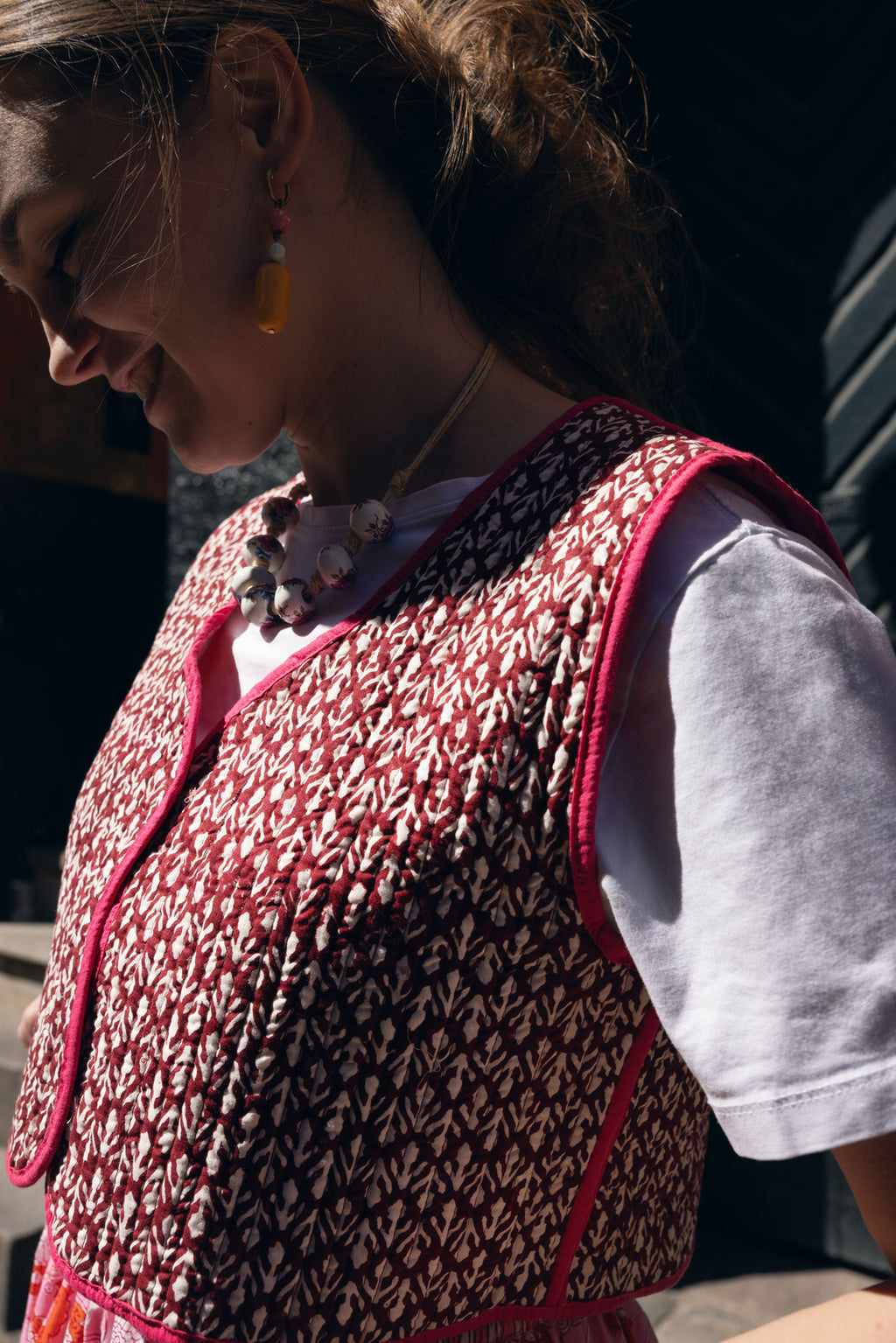 Mina Vest - Pink and Burgundy