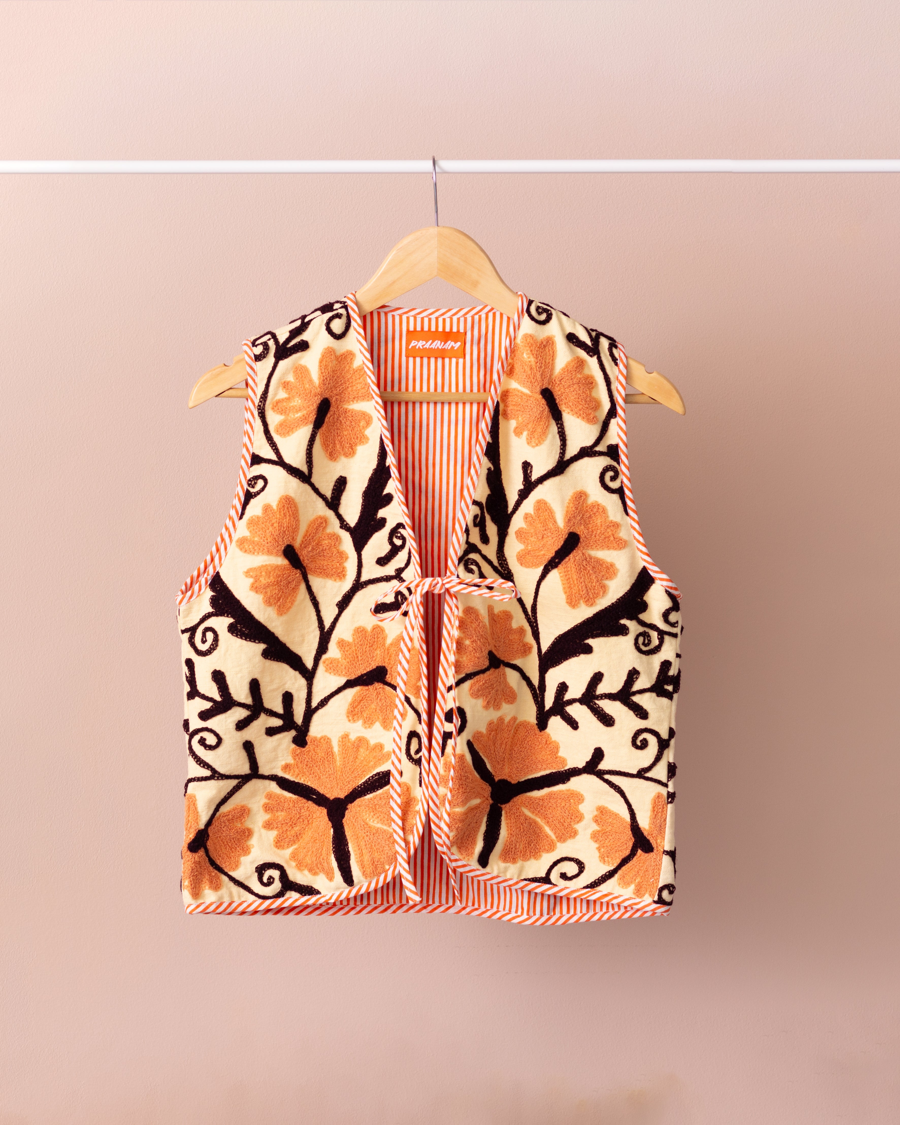 Kala Vest - Cream/Orange