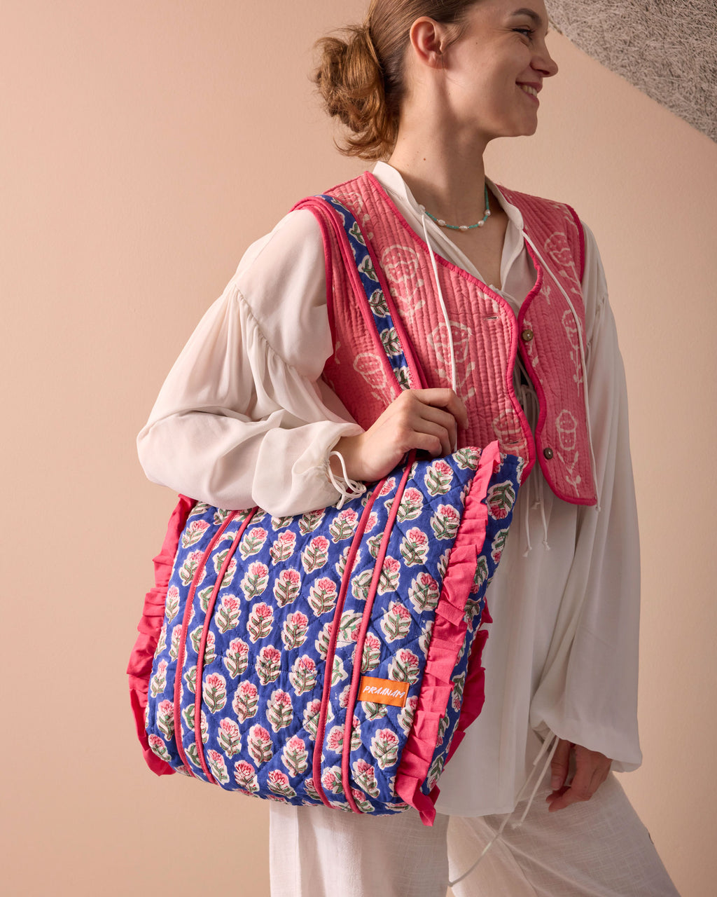 Borsa con balze - Blu marino